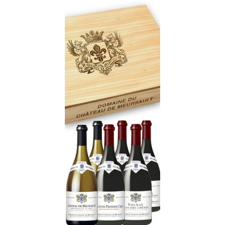 Caisse bois Château de Meursault:2 Meursault 1er Cru + 2 Volnay 1er Cru Clos des Chênes + 2 Beaune 1er Cru