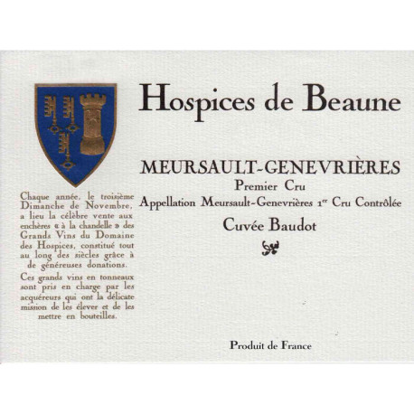 Hospices de Beaune Meursault 1er Cru "Genevrières" Cuvée Baudot 2023 Primeurs
